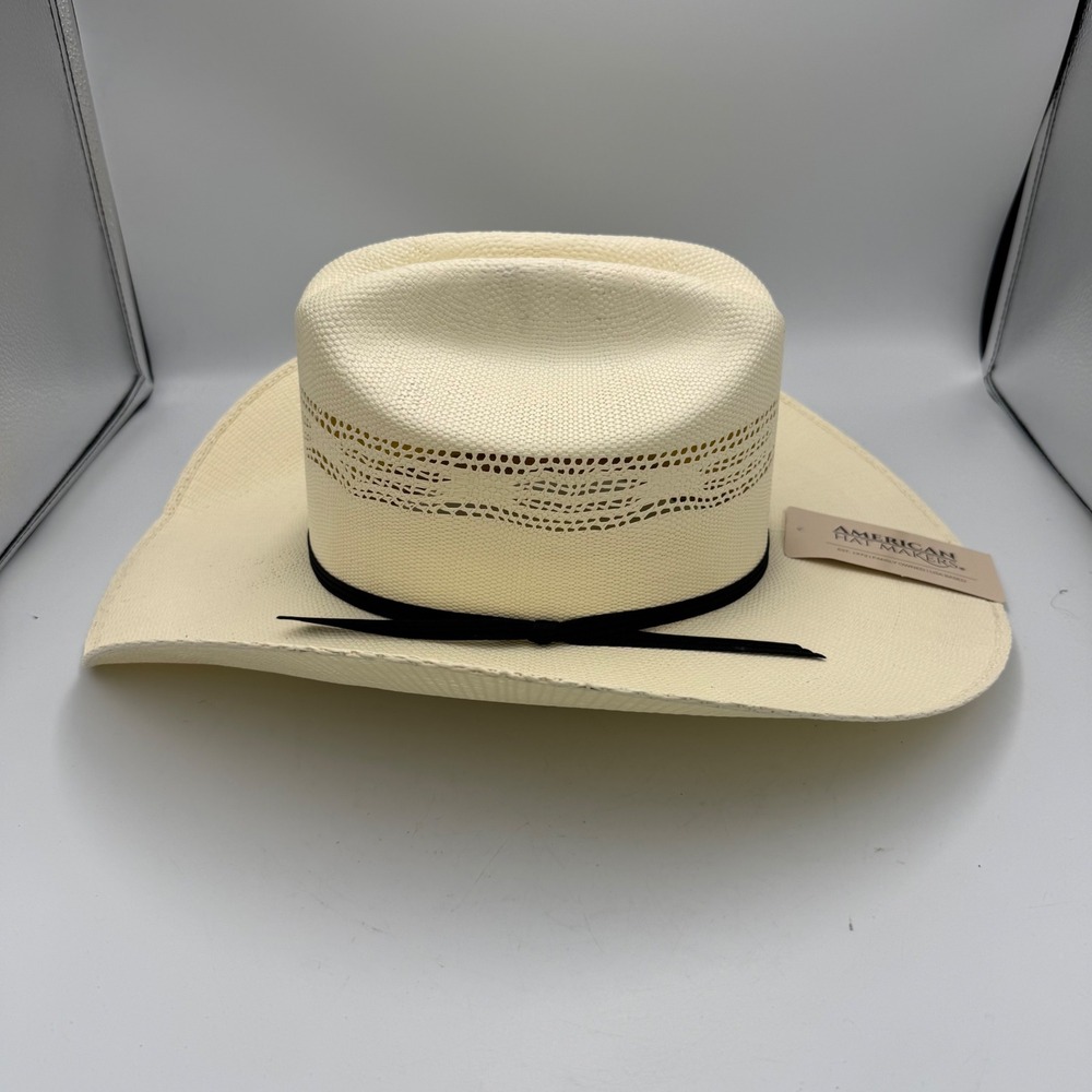 American Hat Makers Bozeman Cream Straw Cowboy Hat Mens XXL Western Vented Crown